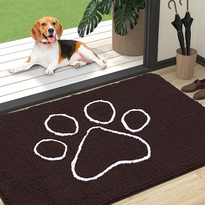 OLANLY Dog Door Mat for Muddy Paws 47x32, Paw Print Design, Absorbs Moisture by OLANLY