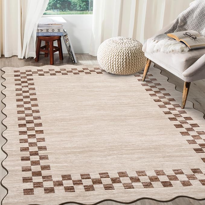 GarveeHome 10x13 Area Rug Large Living Room Scalloped Rug Non Slip Low Pile - Image 8