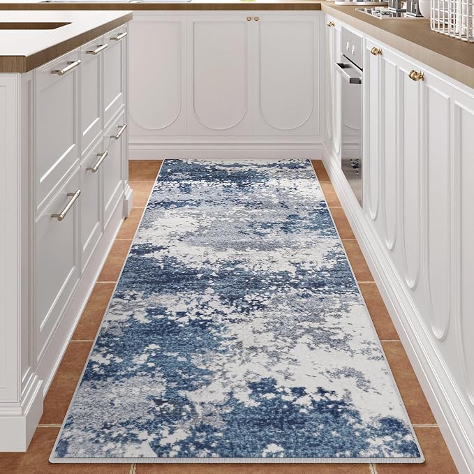 Blue Rug Runners for Hallways Kitchen Non Slip Washable 2x6 Entryway Runner Rugs - Image 2