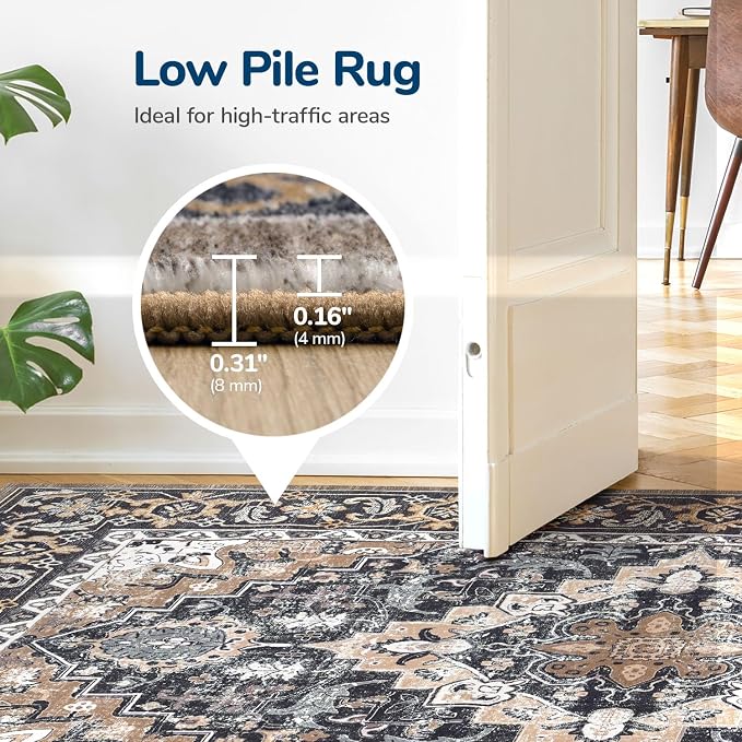 Lessymo 2 x 3 Entryway Rug, Machine Washable Area Rugs Boho Faux Wool Low Pile - Image 5