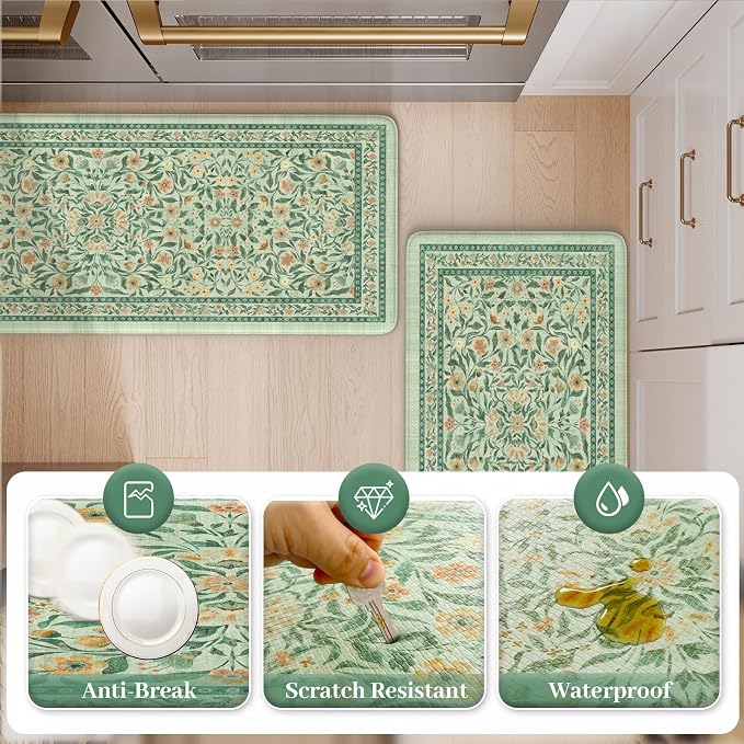 KIMODE Anti Fatigue Mats for Kitchen Floor, 17.3"x29"+17.3"x47" Farmhouse - Image 6