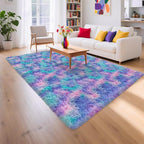 Purple Rainbow Rug 5x8ft Fluffy Plush Area Rugs - Image 2