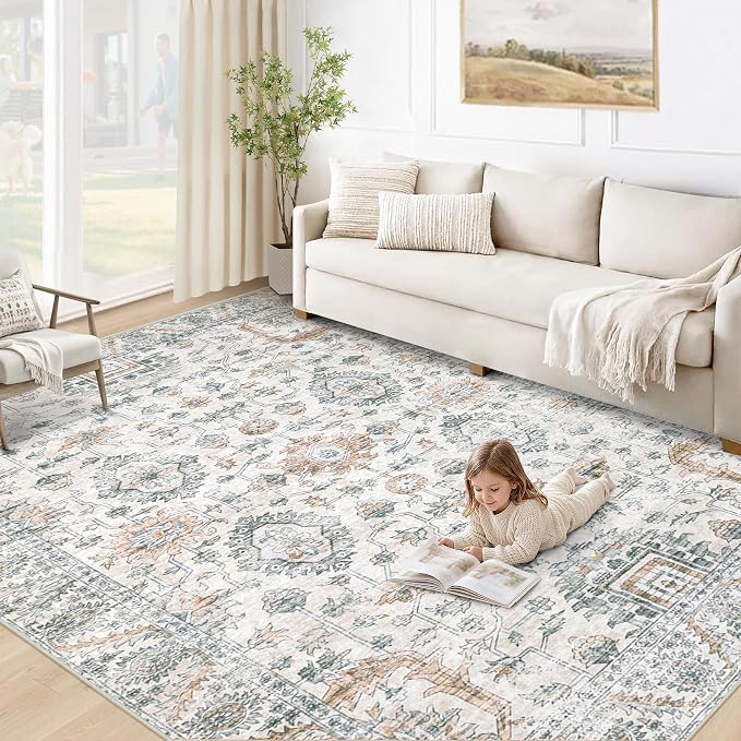 XLUEZ Area Rug 5x7 Living Room Rug, Machine Washable Vintage Distressed Boho by XLUEZ