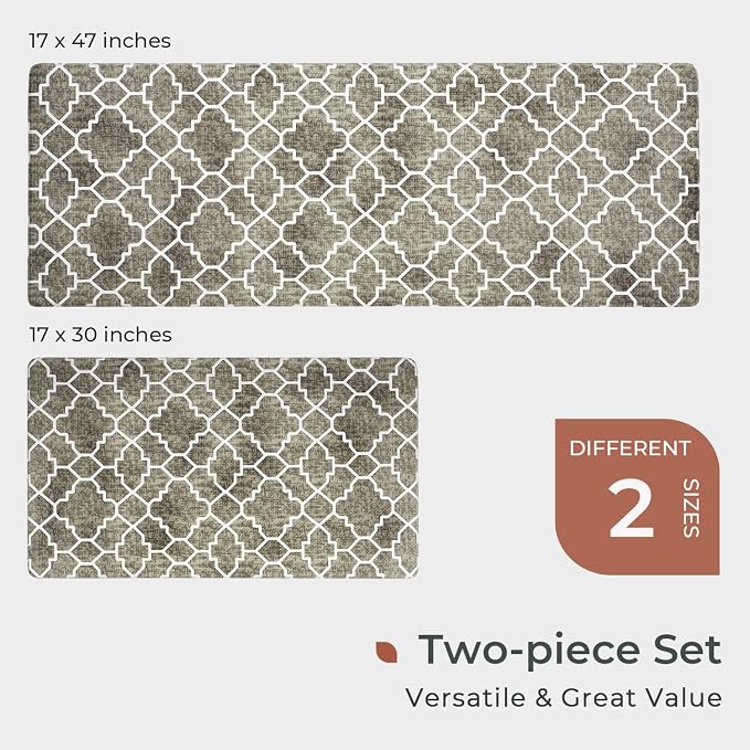 FRESHMINT Kitchen Mat Set of 2, Anti-Fatigue Cushioned Kitchen Mats - Image 6