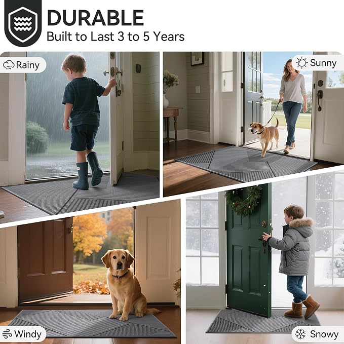 Front Door Mat 24''x35'', Non Slip Absorbent Dirt Resist Washable Low-Profile - Image 9