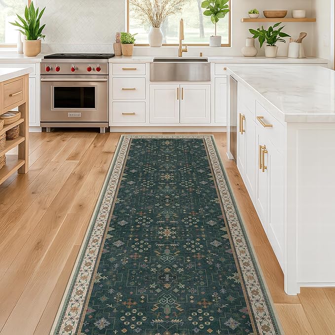Hazo Haus Dark Green Hallway Runner Rug 12 ft Long - Image 7