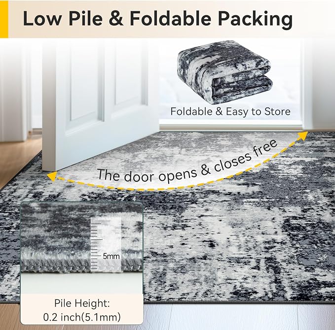 RELEANY Washable Area Rugs 2'x3' Non-Slip Modern Abstract Soft - Image 5