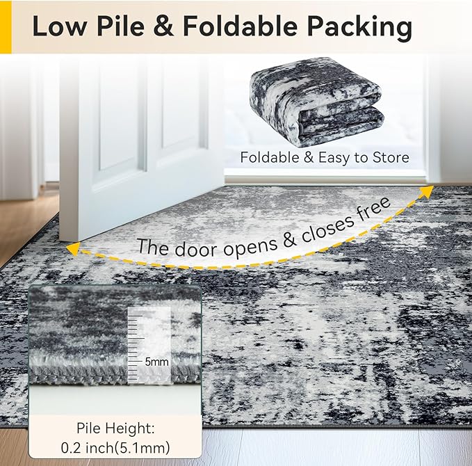 RELEANY Washable Area Rugs 6'x9' Non-Slip Modern Abstract Soft - Image 5