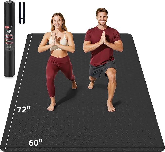 Extra Large Yoga Mat – 72"x48" or 78"x57", 1/4"–1/2" Thick Mat by GymCope