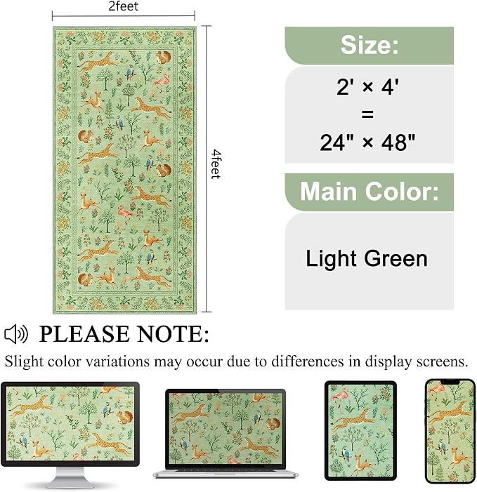 DUKINO 2x4 Rug for Hallway, Washable Kitchen Runner Rug - Image 2