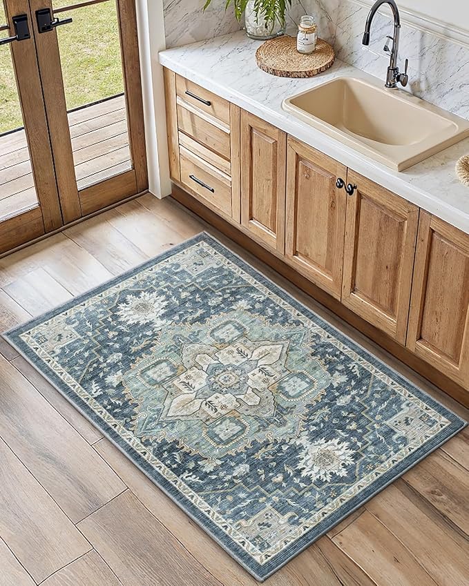 AMADA HOMEFURNISHING 2x4 Washable Area Rug, Low-Profile Entryway Rug - Image 3