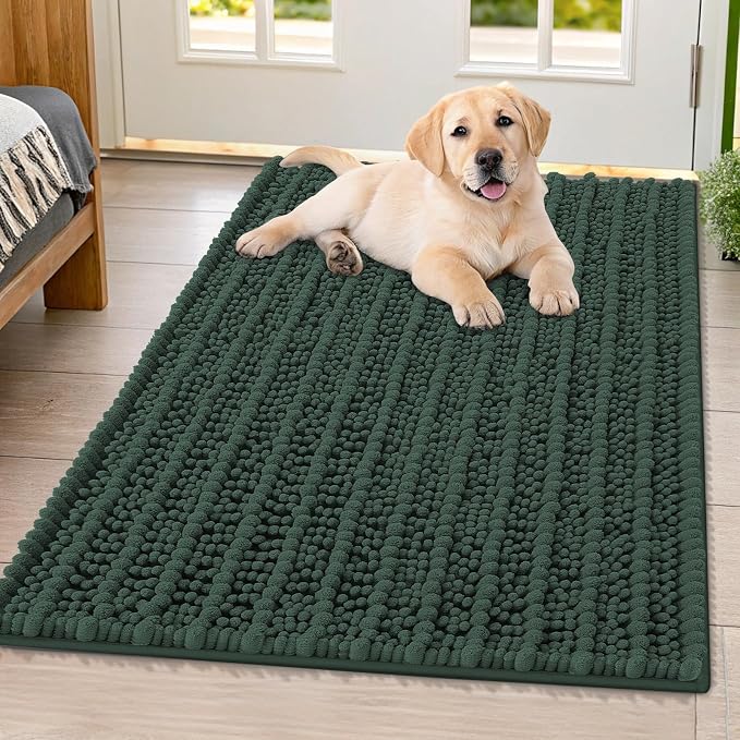 Smiry Dog Door Mat for Muddy Paws 40x32, Absorbent Dirt Trapper, Non-Slip by Smiry