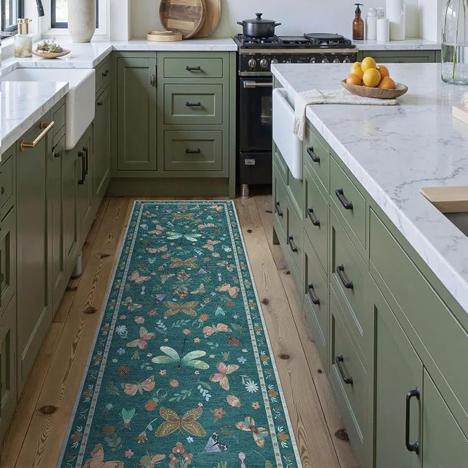 Rugxara 2x6 Floral Runner Rug, Washable Runners - Image 2