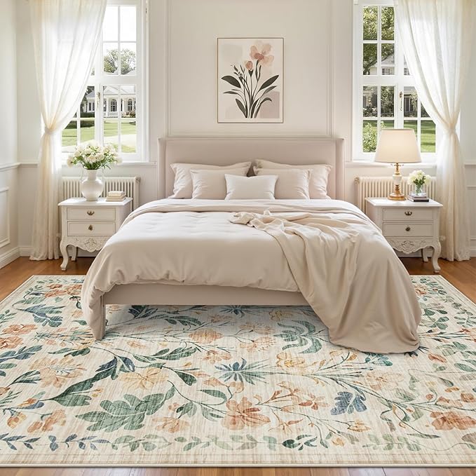 8x10 Area Rugs Washable Rug: Large Boho Living Room Rug Soft Non-Slip Low Pile - Image 3