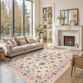 Rugxara Pink Rug for Living Room Bedroom, Floral 6x9 Washable Rug, Vintage Boho by Rugxara