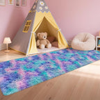 2x8 Ft Purple Rainbow Rug for Girls Bedroom Bedside Runner, Soft Fluffy Rugs - Image 3