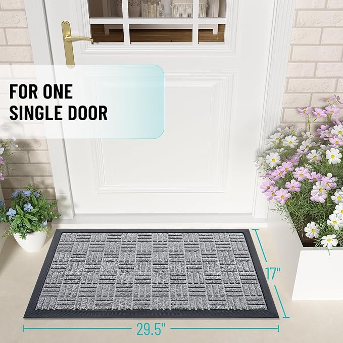 OLANLY Front Door Mat Outside Entrance 29.5x17, Heavy Duty Natural Rubber - Image 2