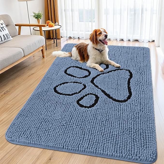 Smiry Dog Door Mat for Muddy Paws, Absorbent Dirt Trapper Non Slip Quick Dry by Smiry