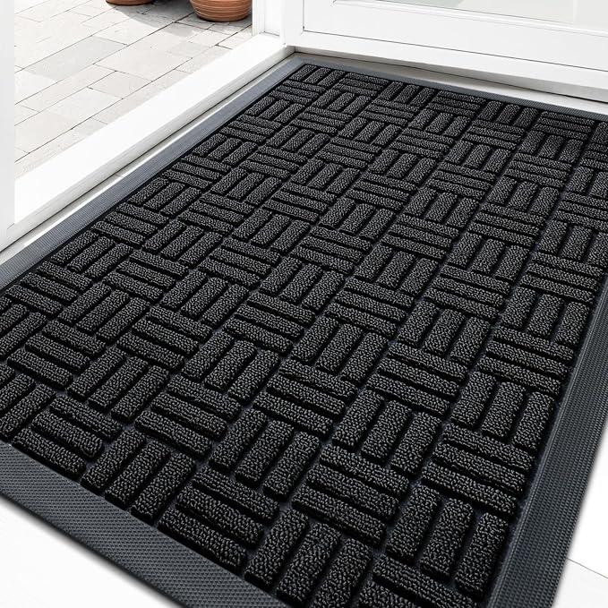 OLANLY Front Door Mat Outside Entrance 33x21, Heavy Duty Sturdy Natural Rubber by OLANLY