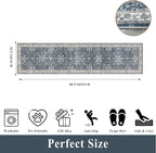 2x8ft Washable Non Slip Kitchen Rugs – Boho Floral Stain-Resistant Low-Pile - Image 2