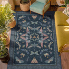5x7 Navy Blue Boho Rugs for Living Room, Stain Resistant Non Slip Area Rug for - Image 3