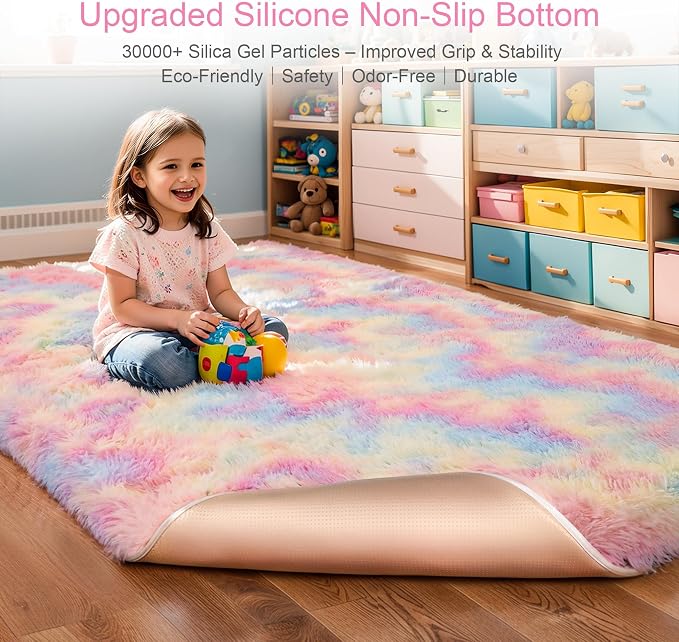 KICHOWUA Thick Area Rug 6x9 Unicorn Fluffy Shag - Image 4