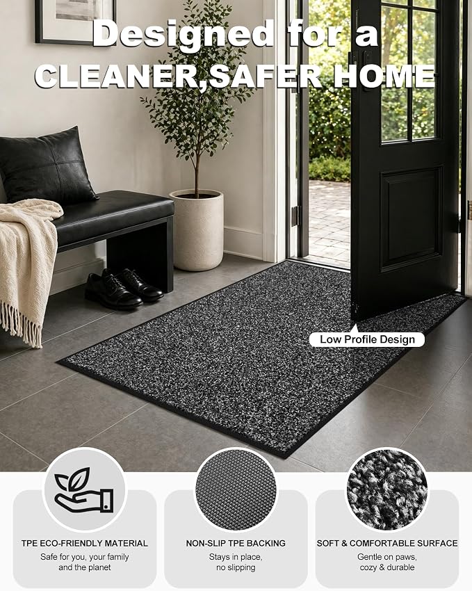 Mibao Front Door Mat Indoor Entrance, Dirt Trapper Welcome Mat - Image 4