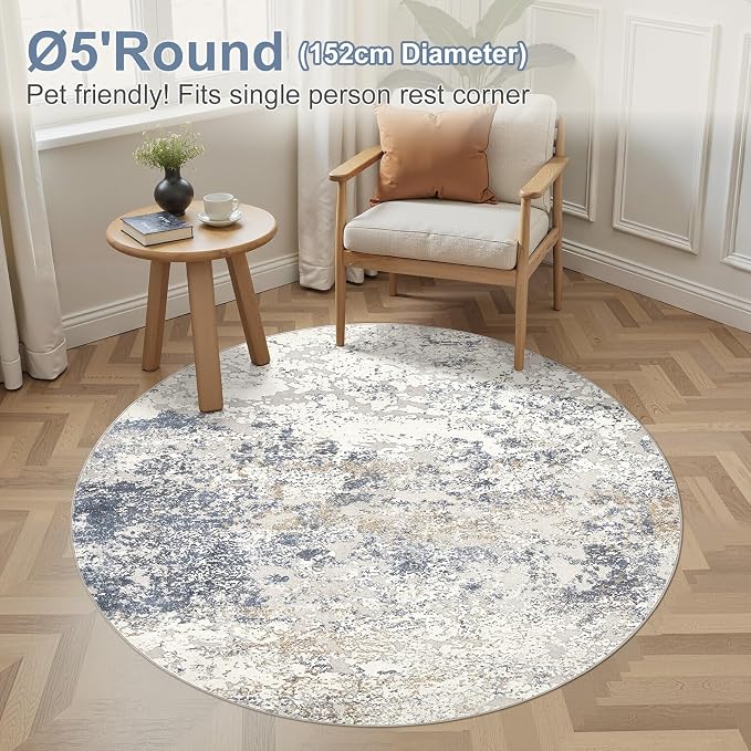 DMOYEST 5ft Round Area Rug Living Room Rugs - Image 3