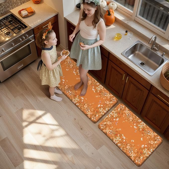 KIMODE Fall Kitchen Mats Cushioned Anti Fatigue, Halloween Kitchen Mats - Image 2