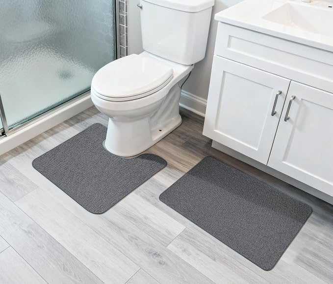 Bosap Bathroom Rugs Set 2 Pieces, Thin Bathroom Mats, Toilet Rugs, Quick Dry - Image 6