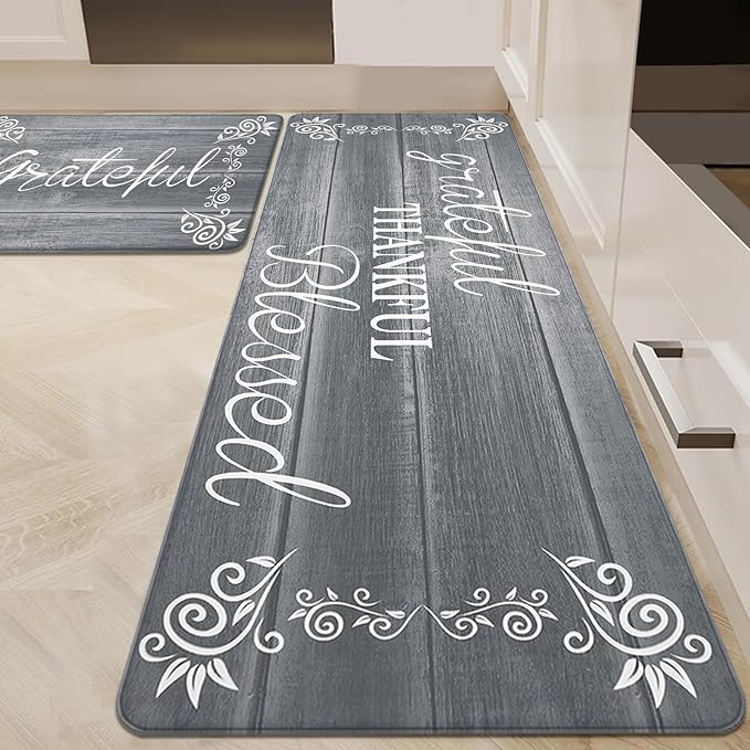 HEBE Anti Fatigue Kitchen Mat Set of 2 Non Slip Cushioned Kitchen Mats by HEBE