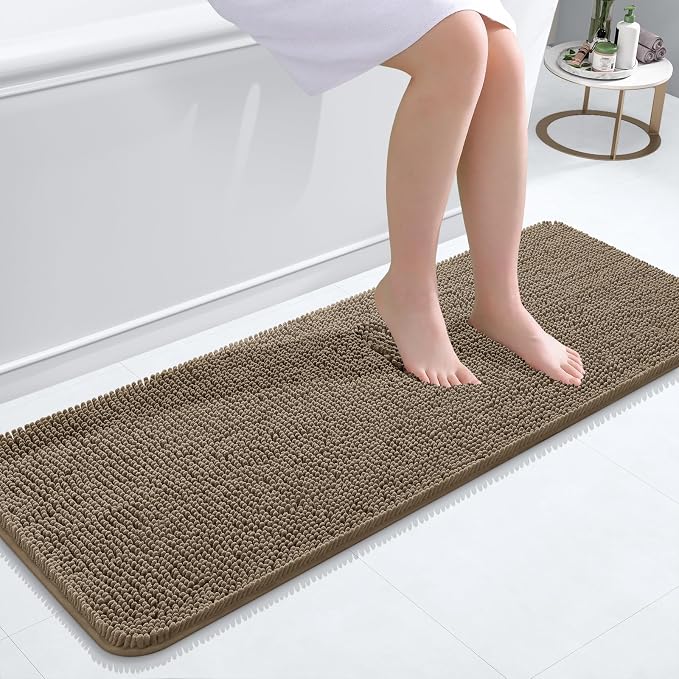 OLANLY Bathroom Runner Rugs 47x17, Extra Soft Absorbent Chenille Bath Rugs by OLANLY