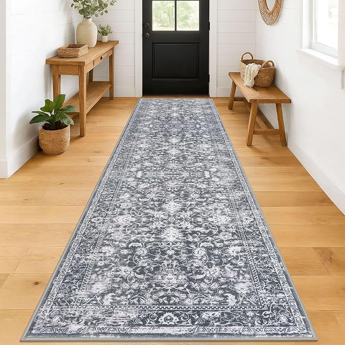 KILOCOCO Runner for Hallway 3x12 Runner Rug Printed Vintage Floral Washable Rug by Kilococo
