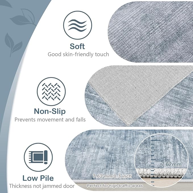 Area Rugs 10x14 Living Room: Washable Rug Modern Abstract Large Rugs Soft Non - Image 7