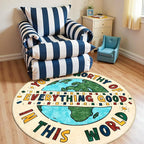 jinchan 5ft Round Rug Washable Fun Rug You are Worthy Playroom Mat Non Slip by JINCHAN