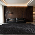Black Rabbit Plush Rug 6'x9', Fluffy Faux Fur Shaggy Area Rug - Image 3