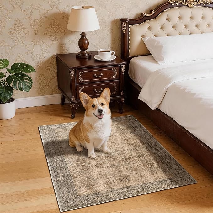 LIANLAM 2x3 Washable Area Rug, Vintage Boho Traditional Pattern, Non-Slip Stain - Image 3
