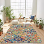 Colorful Mandala Floral Area Rug 5x7 Rust, Washable Large Rugs - Image 7