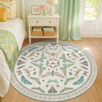Hazo Haus Green and Blue Insect 6ft Round Soft Rugs - Image 3