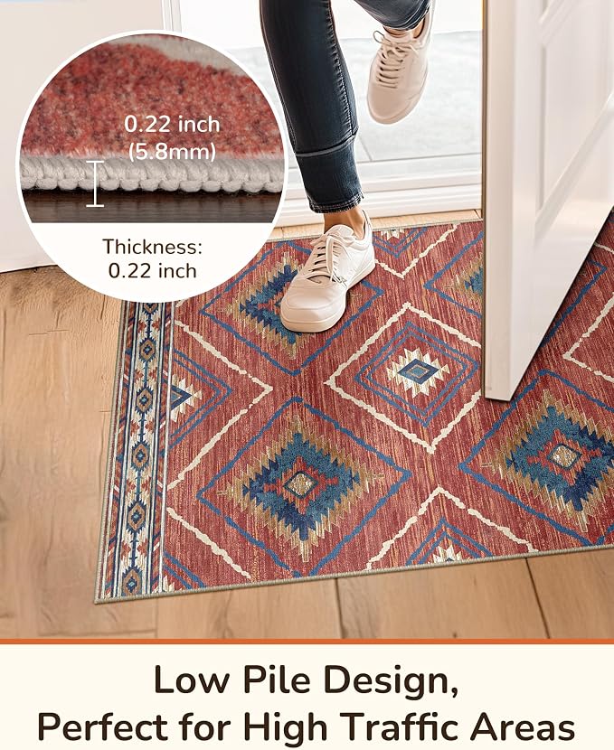 BESTSWEETIE Area Rug 2x6 Rug Machine Washable Non-Slip Low Pile Print Pattern - Image 6