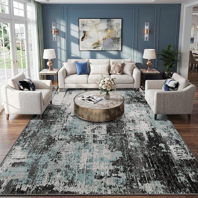 RELEANY Washable Area Rugs 9'x12' Non-Slip Modern Abstract Soft by RELEANY