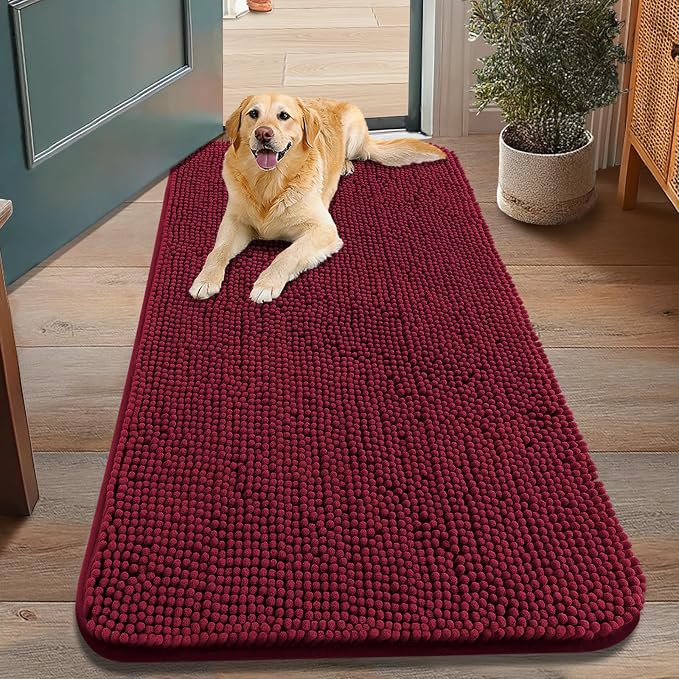 Smiry Dog Door Mat for Muddy Paws 48x30, Absorbent Dirt Trapper, Non-Slip by Smiry