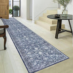 KILOCOCO Hallway Runner 2.6x18 Rug Runner Printed Vintage Floral Washable by Kilococo