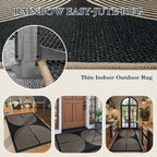 Lahome Enfys Modern Rainbow Easy Jute Outdoor Patio Rug, 3x5 Black Washable Rugs - Image 4