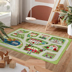 LIVEBOX Green Kids Rug for Kids Room, Non-Slip Soft Toy Car Rugs for Baby - Image 6