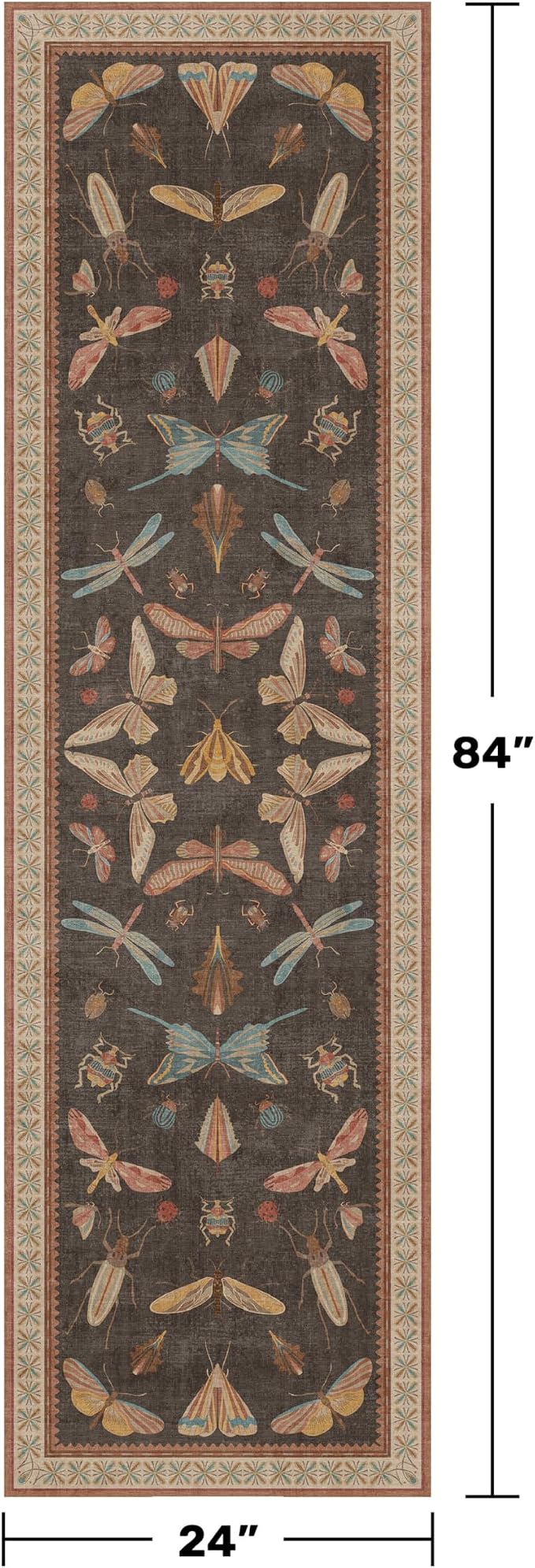 Washable Brown Runner Rug 2x7, Non Slip Indoor Carpet - Image 2
