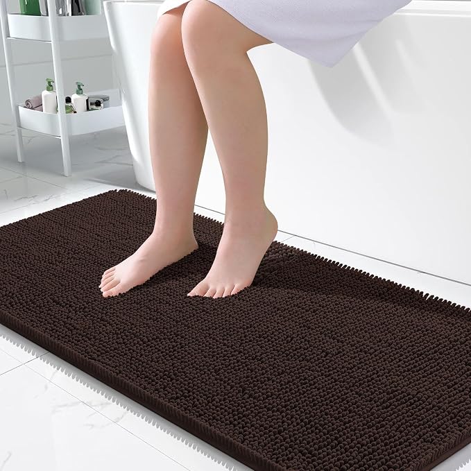 OLANLY Large Bathroom Rugs 50x30, Extra Soft Absorbent Chenille Bath Rugs by OLANLY