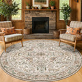 Washable 5ft Area Round Rug for Living Room by HazoHaus