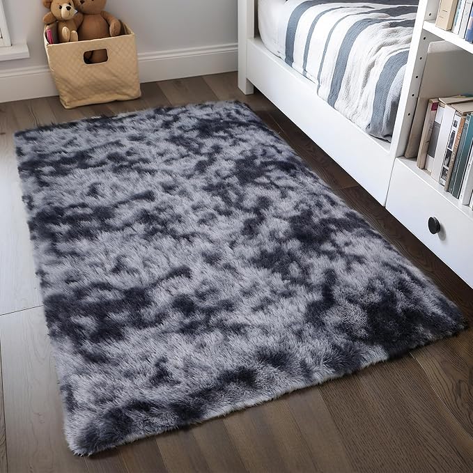 KICHOWUA Area Rug 5x7 Dark Grey Fluffy Shag - Image 7
