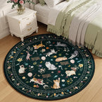 Unirea 4x4 Black Cat Round Area Rugs, Washable Soft Non Slip Circle Rug - Image 7